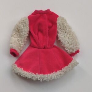 Vintage 70s Barbie Skate Mates #1793 Outfit - Hot‎ Pink and White Sherpa Dress